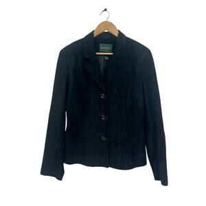 Danier Black Suede Blazer Jacket Wlmens Large Leather